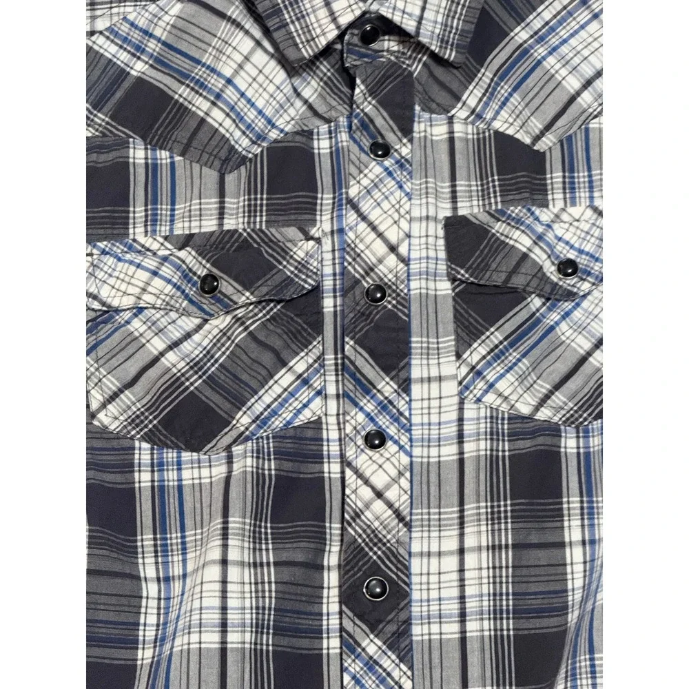 Dickies Boys M Plaid Western Shirt Long‎ Sleeve Button Up Pockets Casual